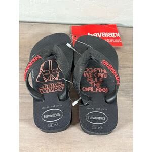 New -Havaianas Star Wars Darth Vader Black Red Kids Sandals Flip‎ Flops Size 9C
